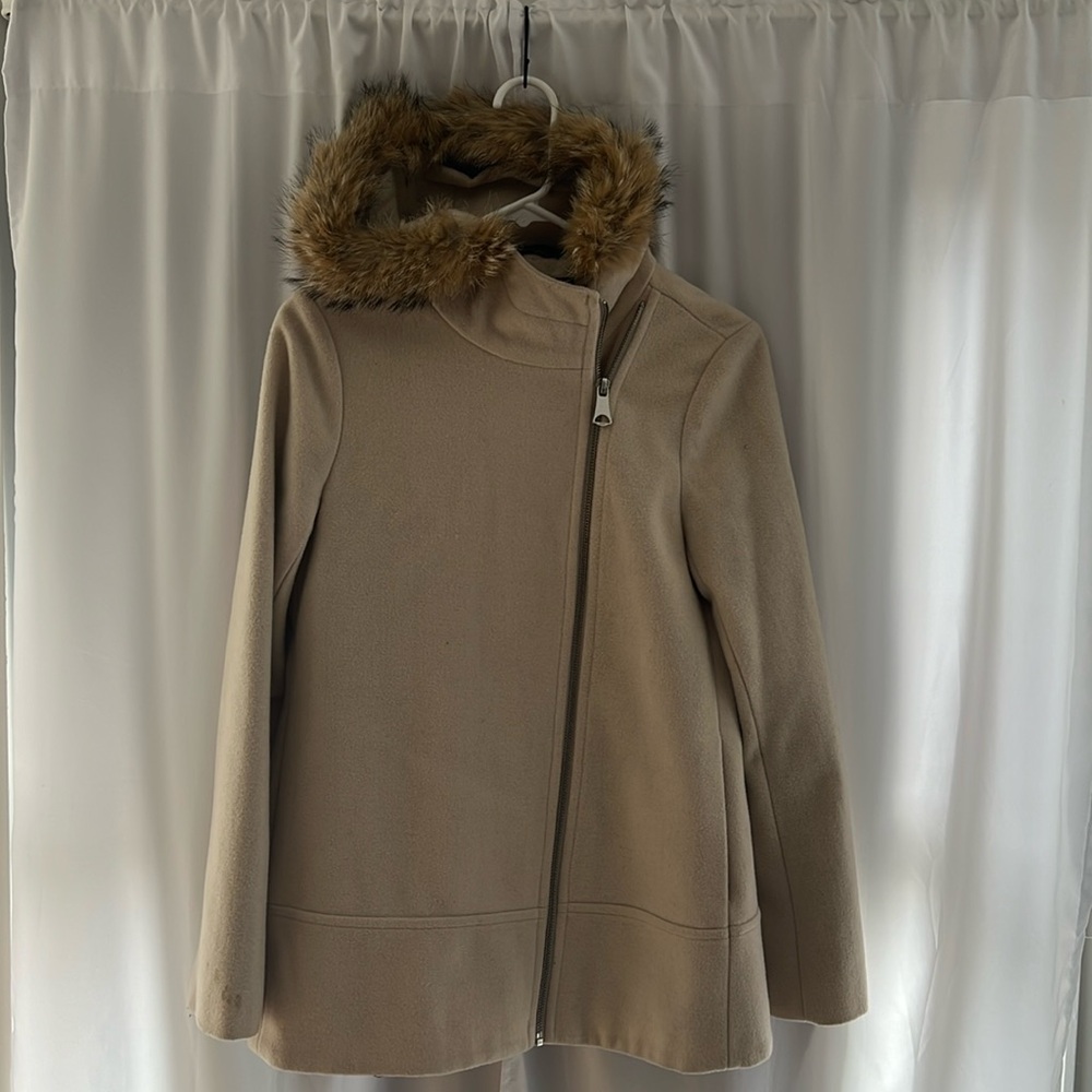 Marc New York, size 6, hip length, wool, fur-lined pea coat